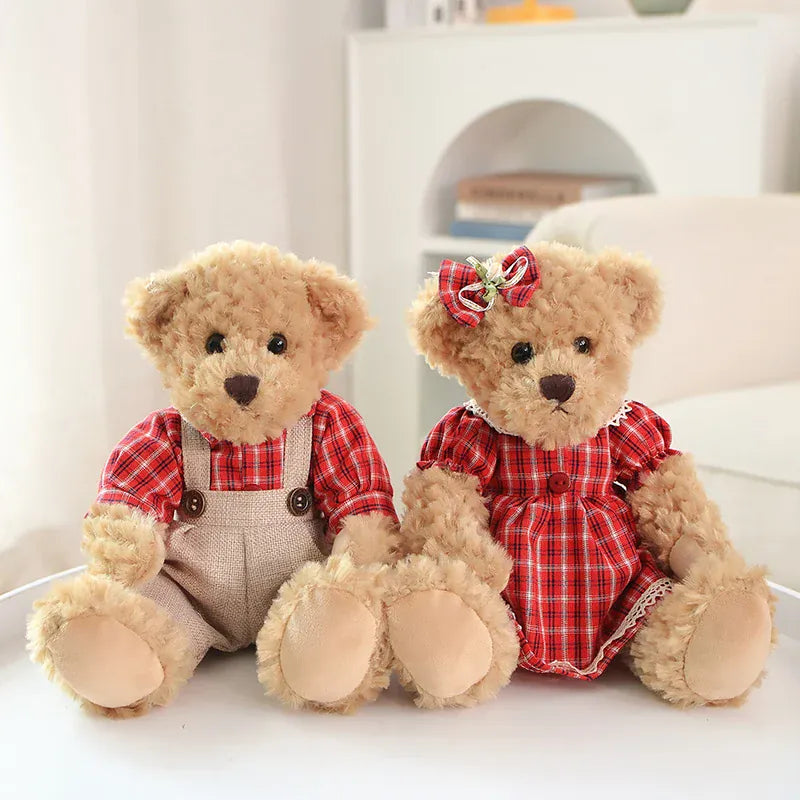 Teddybeer Koppel Set van 2 | 26 cm Beertjes met Jurk, 14 Modellen De Knuffel Model 12