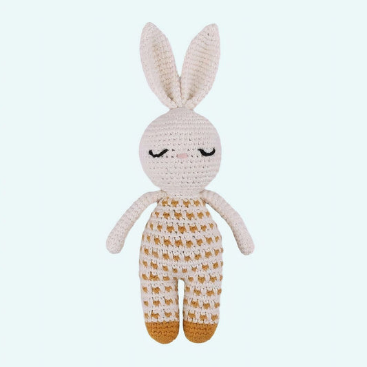 Tricot Knuffel Konijn 21 Cm Handgebreid Van Biologisch Katoen De Knuffel