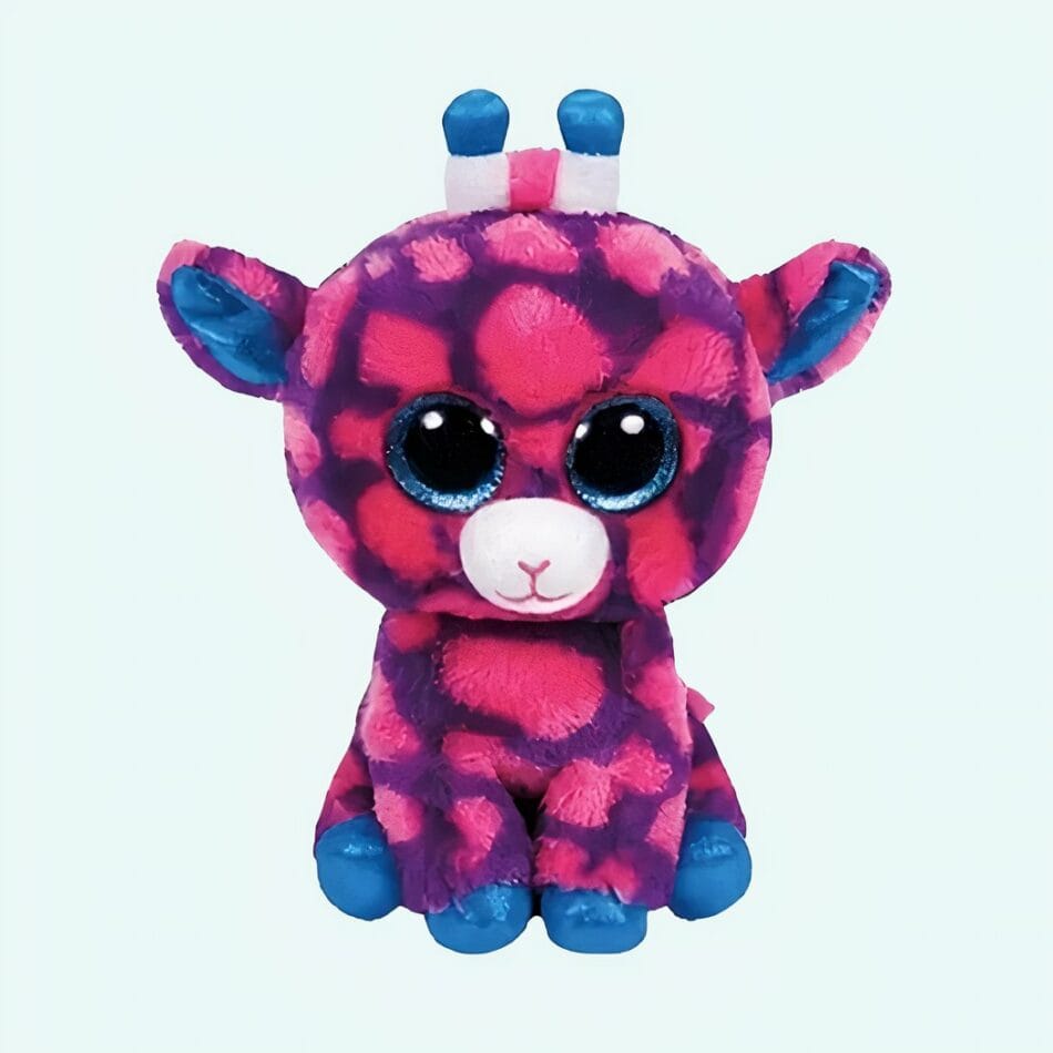 TY Knuffel Giraf Roze en Blauwe Zachte Pluche Speelvriend De Knuffel