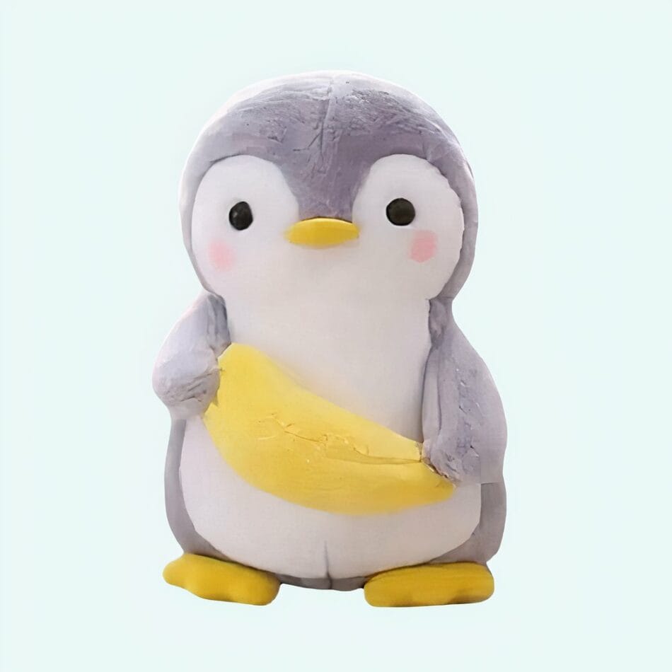 Velourszachte Knuffel Pinguïn Met Banaanvormige Staart De Knuffel