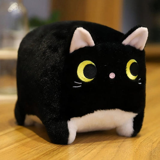 Vierkante Knuffelkat van Pluche Zachte Knuffelvriend De Knuffel zwart