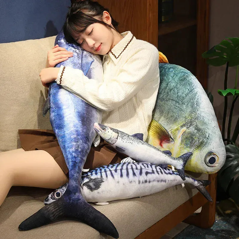 Vis Knuffel 3D XXL | Realistische Pluche Zalm en Tonijn tot 100 cm De Knuffel