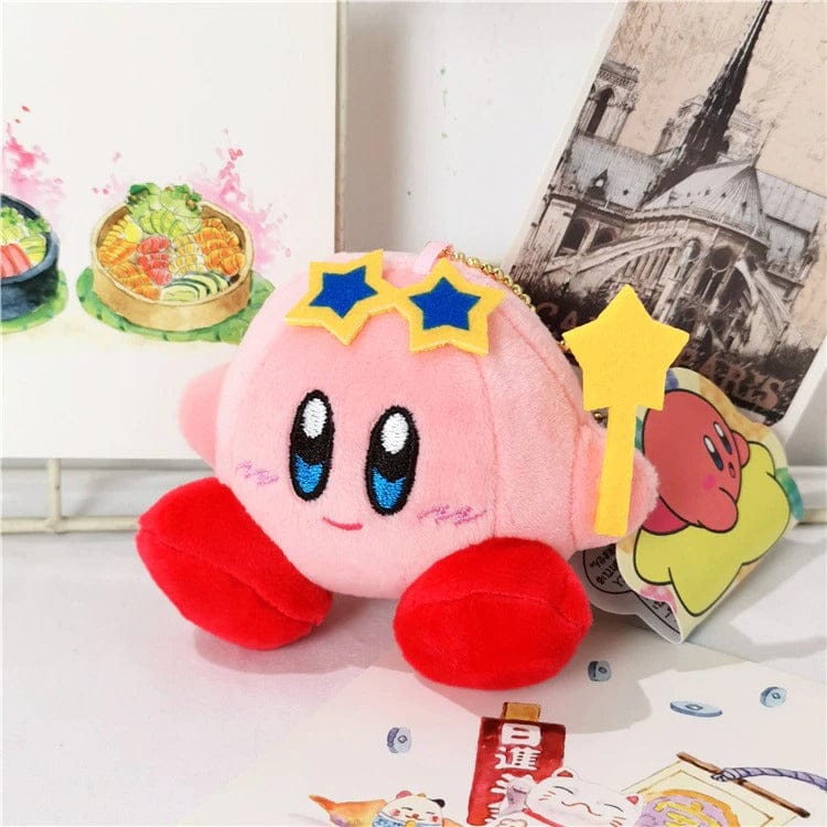 Vuistgrote Knuffel Kirby met Blauwe Sterren en Parelroze Vacht De Knuffel