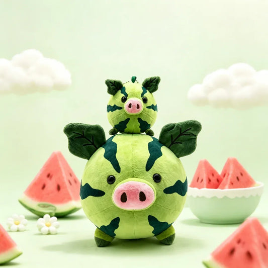 Watermeloen Varken Knuffel 10 of 24 cm | Zomers Fruit Biggetje De Knuffel