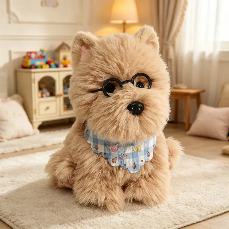 Westie Knuffel met Slabbetje 25 of 32 cm | Wit of Bruin De Knuffel Bruin 25 cm