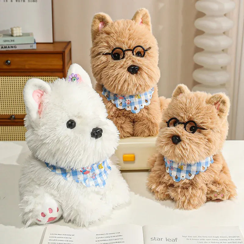 Westie Knuffel met Slabbetje 25 of 32 cm | Wit of Bruin De Knuffel