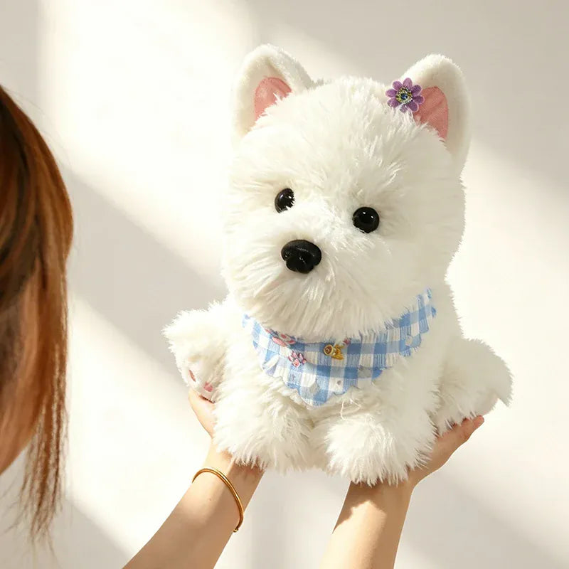 Westie Knuffel met Slabbetje 25 of 32 cm | Wit of Bruin De Knuffel