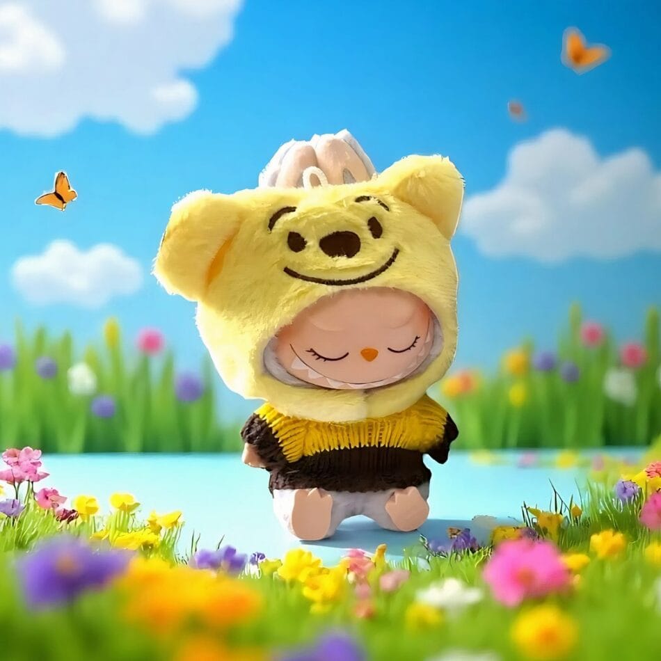 Winnie de Pooh Knuffeloutfit voor Labubu Knuffel met Poohoren De Knuffel