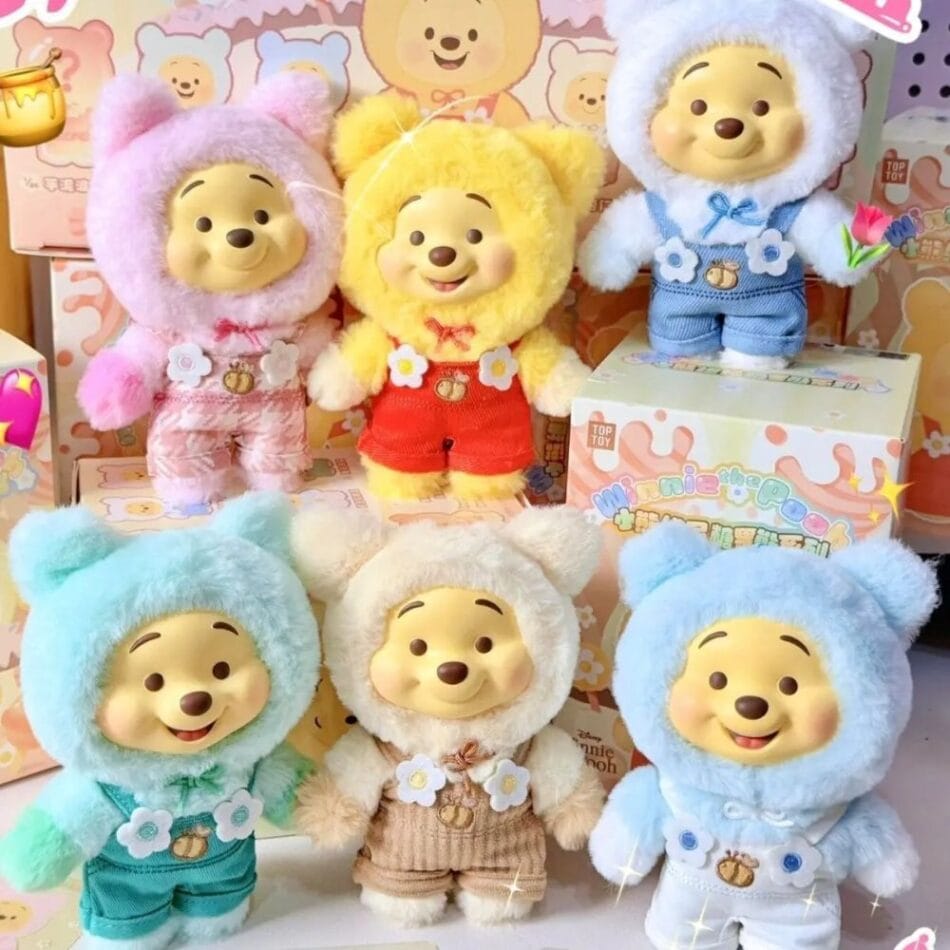 Winnie de Pooh Labubu-Stijl Knuffel in Pastelkleuren De Knuffel
