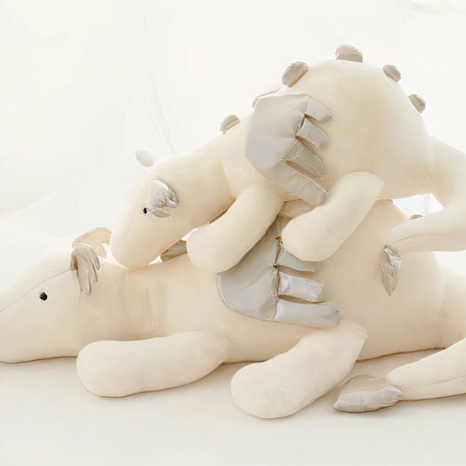 Witte Draak Knuffel Volant Met Zachte Pluche En Grote Vleugels De Knuffel
