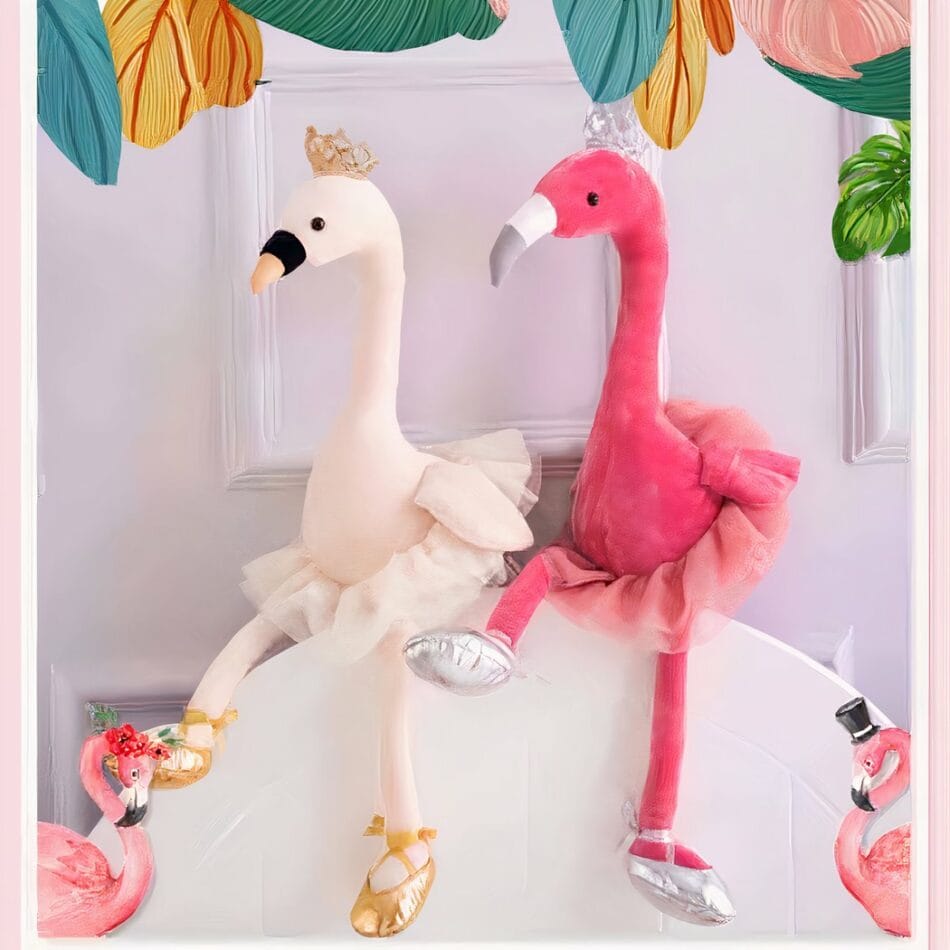 Witte Flamingo Knuffel Met Lange Nek En Kroon De Knuffel