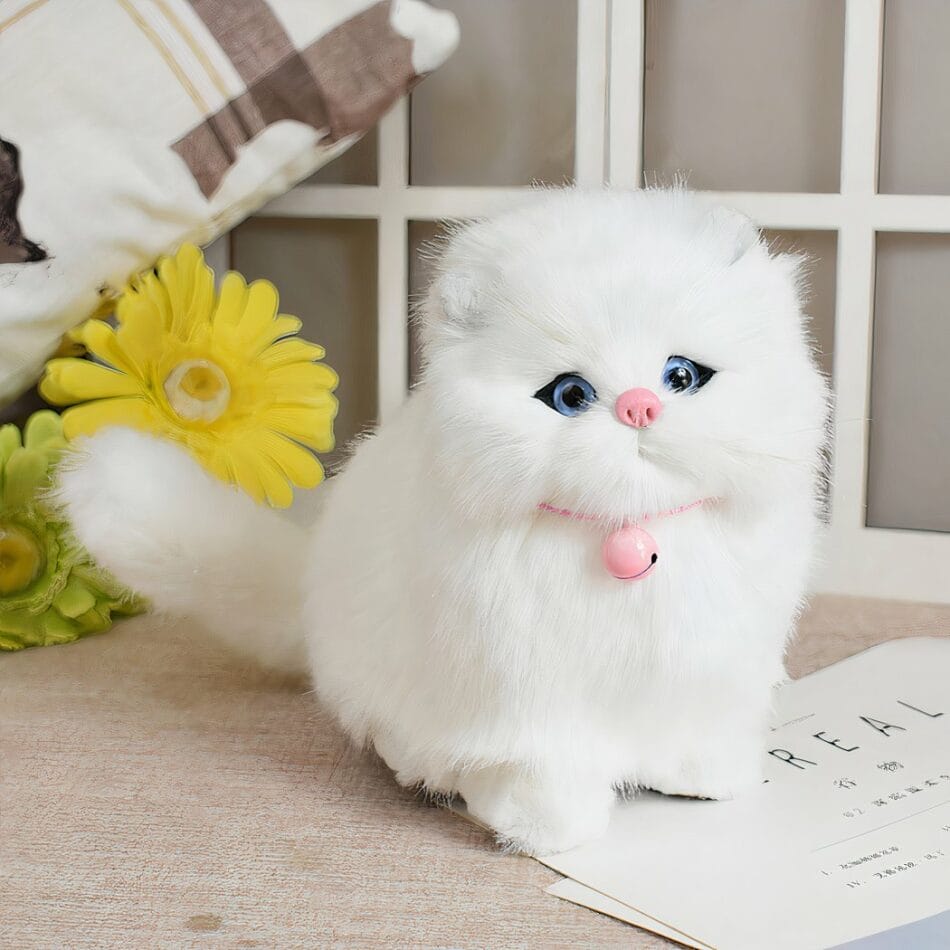 Witte Knuffel Kat En Pop Met Zachte Vacht En Realistische Uiterlijk De Knuffel
