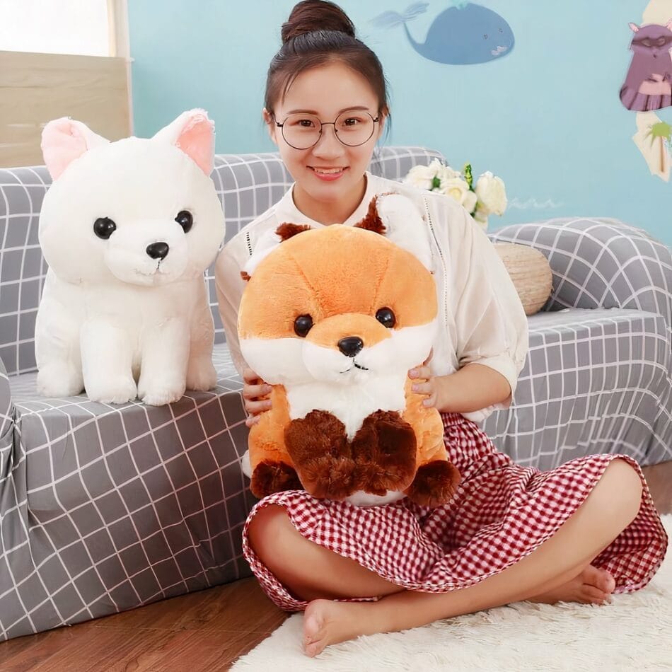 Witte Knuffel Vos 40 cm Zachte Kawaii Met Lange Staart En Roze Oortjes De Knuffel