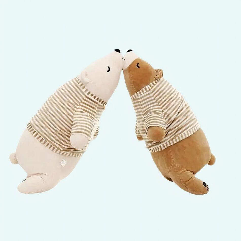 Witte Knuffelbeer Gekleed Slapend 90 cm Slaapbuddy De Knuffel