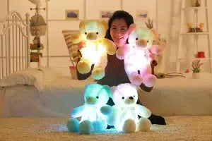 Witte Knuffelbeer Kussen Met LED Verlichting Handgemaakt De Knuffel