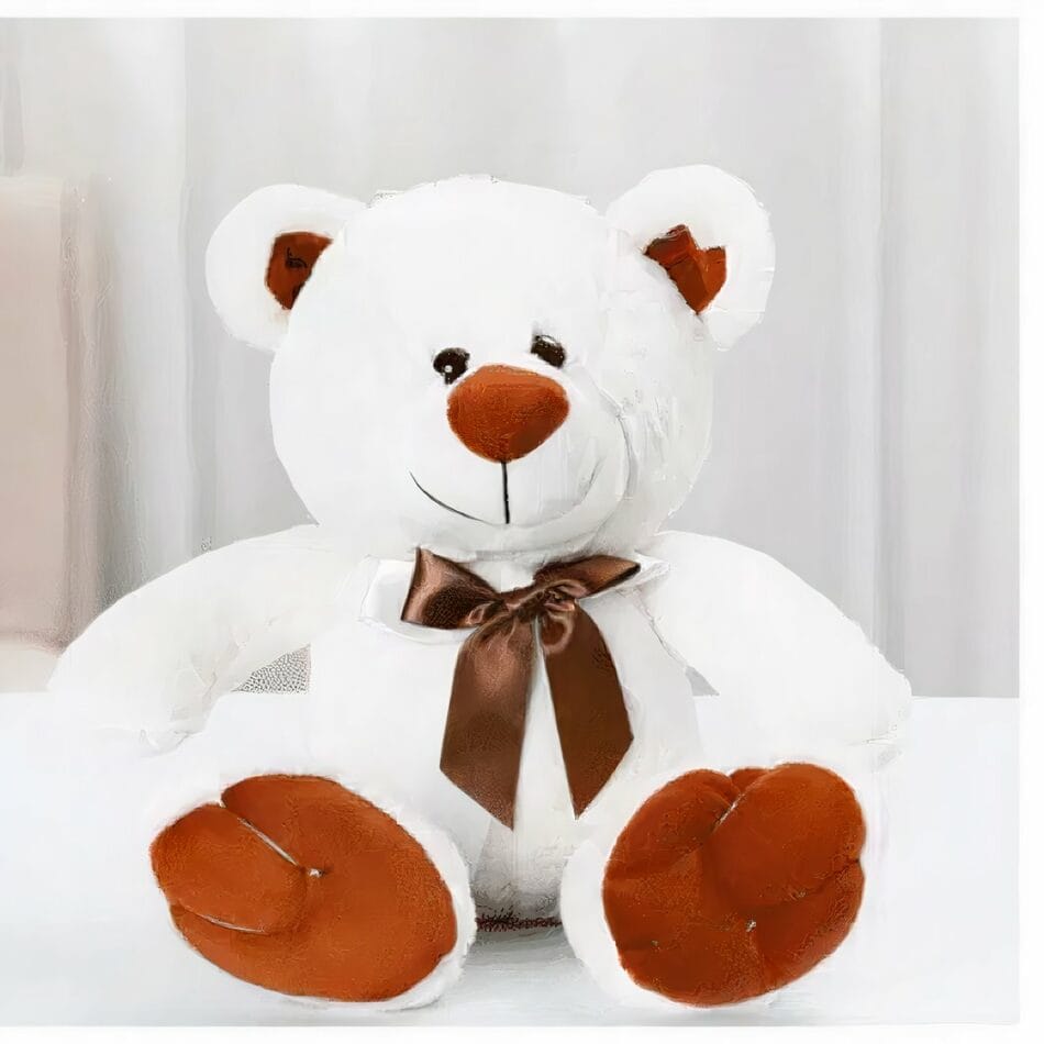 Witte Knuffelbeer Met Strik Voor Valentijn De Knuffel