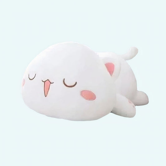 Witte Knuffelkat Kawaii Slapend Zachte Knuffel De Knuffel