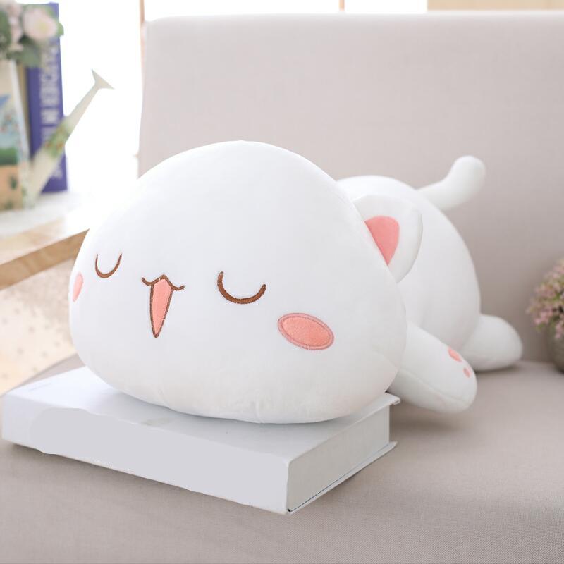 Witte Knuffelkat Kawaii Slapend Zachte Knuffel De Knuffel