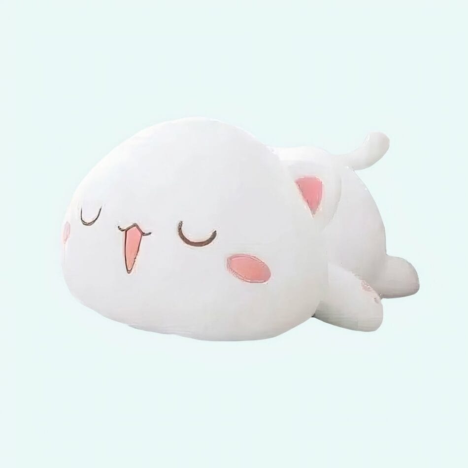 Witte Knuffelkat Kawaii Slapend Zachte Knuffel De Knuffel