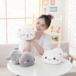 Witte Knuffelkat Kawaii Slapend Zachte Knuffel De Knuffel