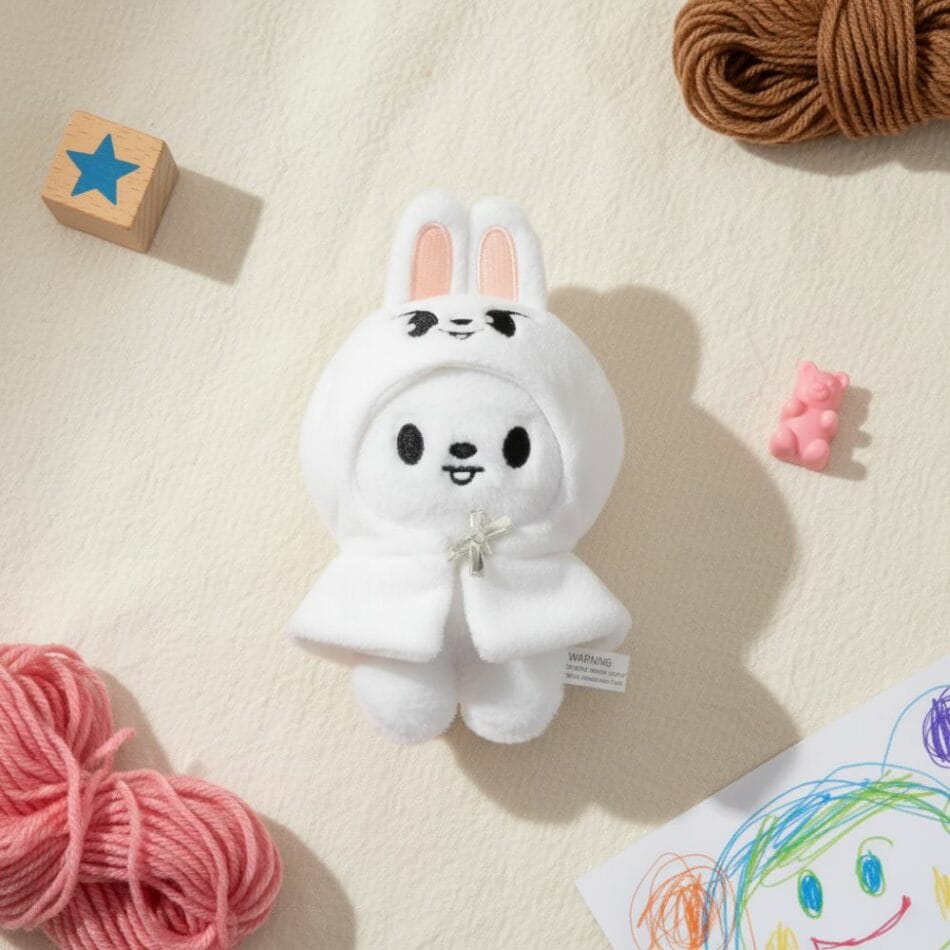 Witte Knuffelkonijn Geïnspireerd door Lee Know Stray Kids Kawaii 12 cm De Knuffel