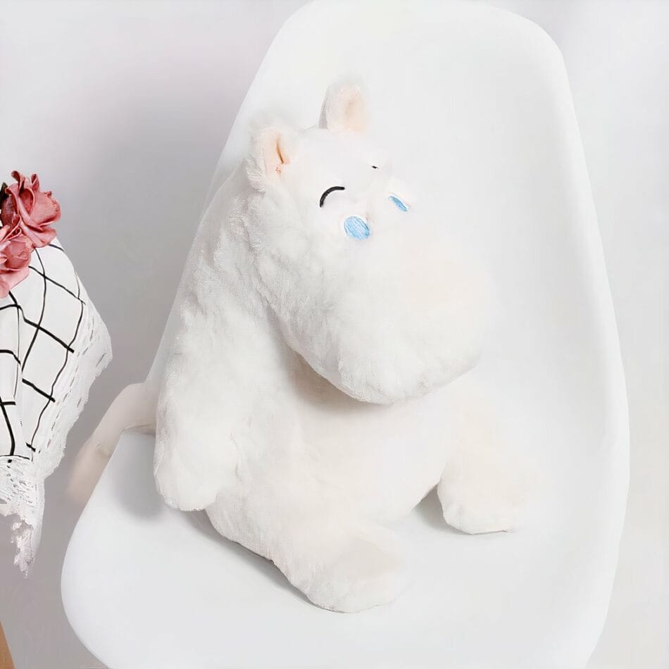 Witte Nijlpaard Knuffel Kussen van Katoen De Knuffel