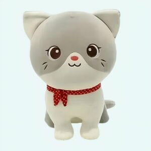 Witte Pluche Knuffelkat Met Strik En Gekleurde Ogen De Knuffel