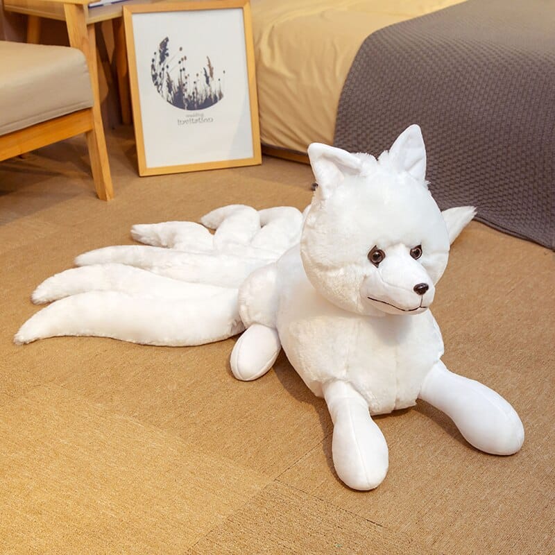 Witte Vos Knuffel Met Zachte Vacht En Lief Gezicht De Knuffel