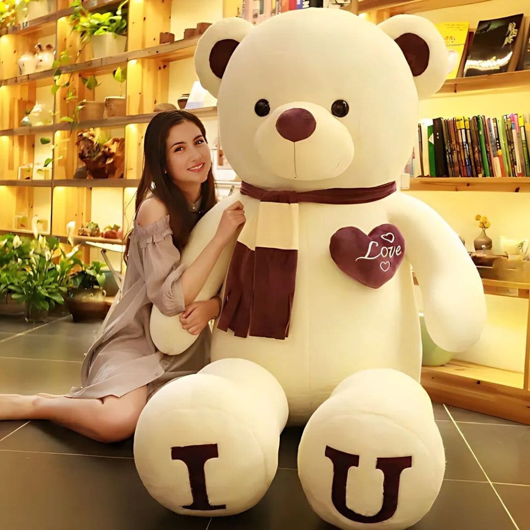 XXL Pluche Knuffelbeer Valentijnsdag Liefdesknuffel Reuzen De Knuffel beige / 100cm