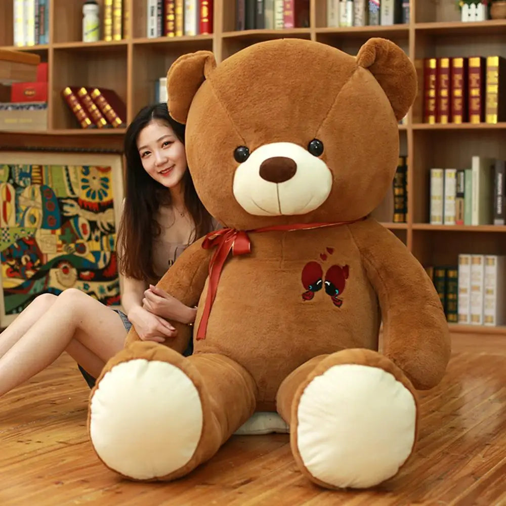 XXL Teddybeer 60 tot 100 cm | Grote Knuffelbeer in 4 Kleuren De Knuffel Donkerbruin / 60 cm