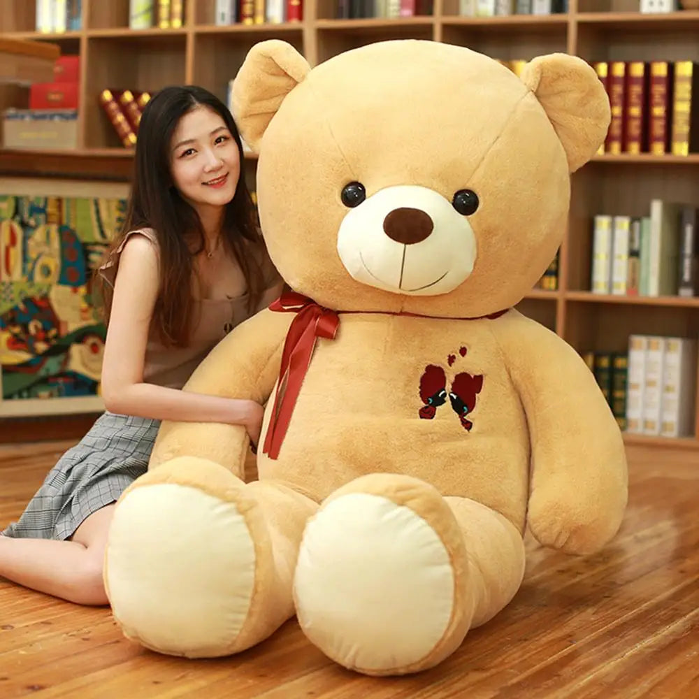 XXL Teddybeer 60 tot 100 cm | Grote Knuffelbeer in 4 Kleuren De Knuffel Lichtbruin / 60 cm