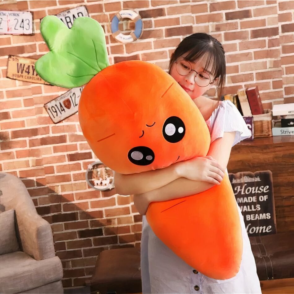 XXL Wortel Knuffel Oranje Pluizige Reuzenknuffel Met Grote Ogen De Knuffel