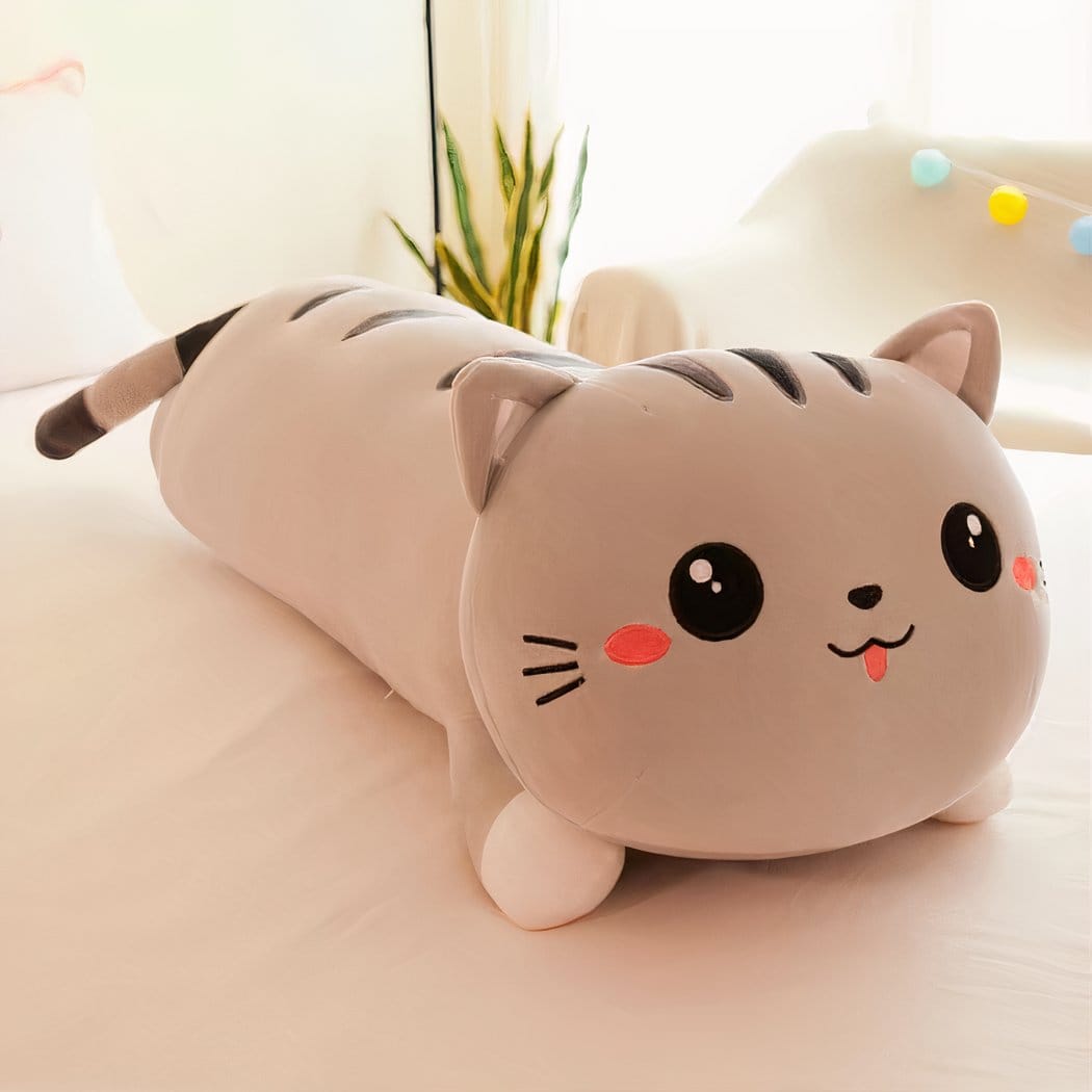 Zacht Kat Knuffel Kussen Van Katoen Grote Decoratieve Sierkussen De Knuffel 50cm / grijs