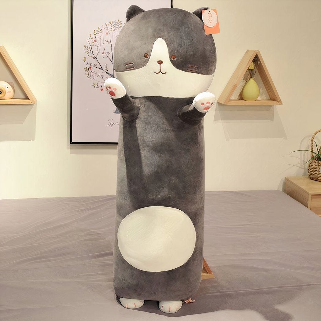 Zacht Katvorm Knuffel Kussen Schattig Decoratief Slaapkamer De Knuffel 60cm / grijs