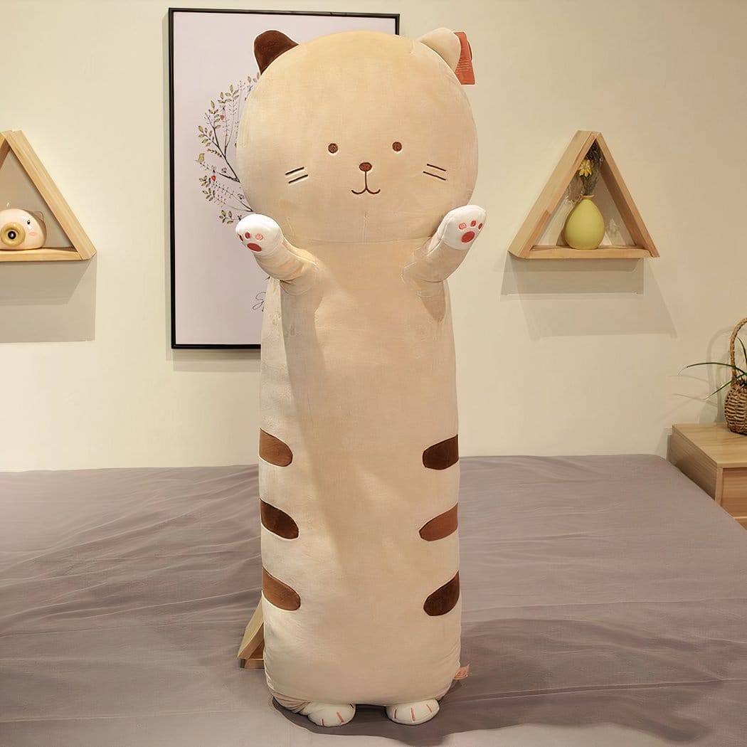 Zacht Katvorm Knuffel Kussen Schattig Decoratief Slaapkamer De Knuffel 60cm / bruin