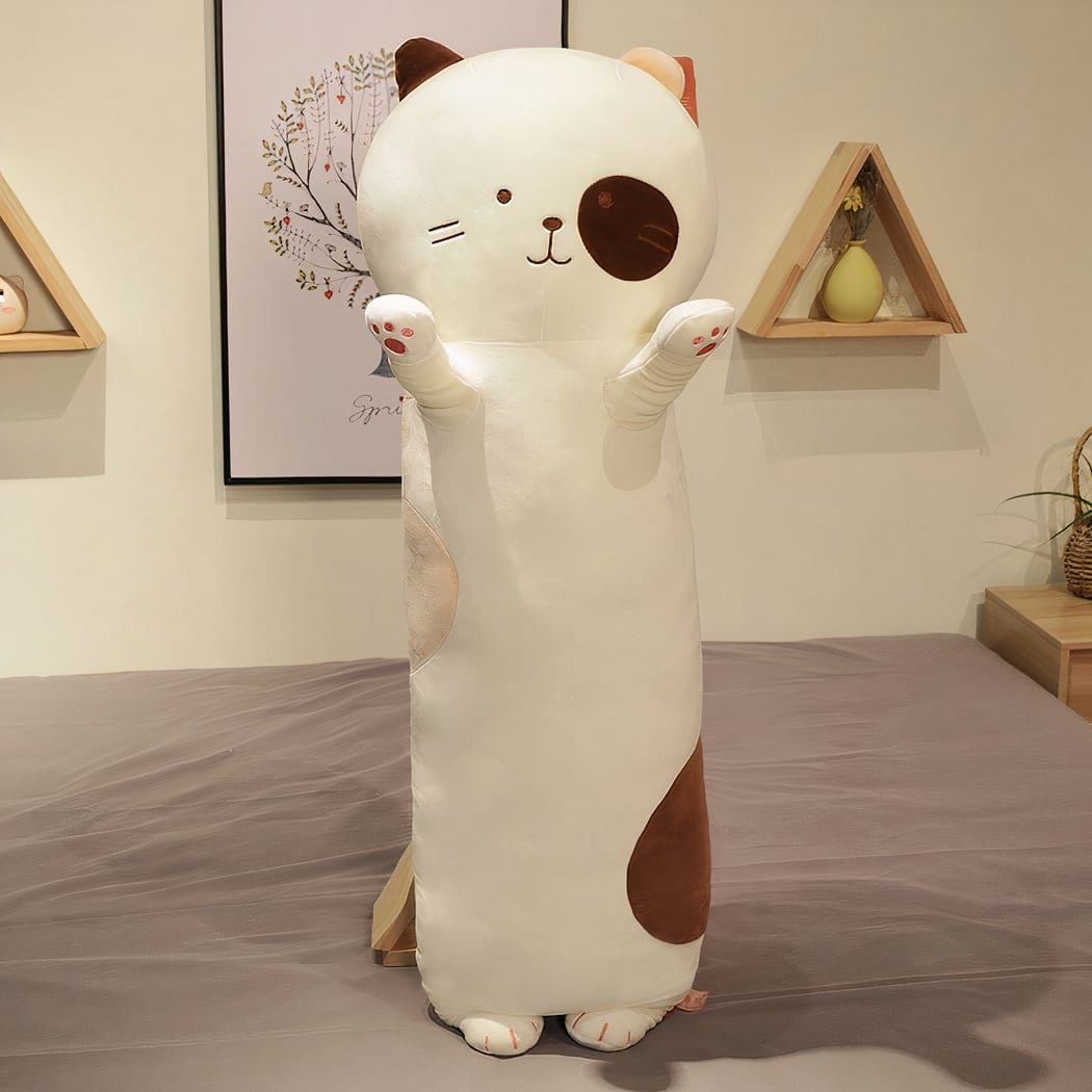 Zacht Katvorm Knuffel Kussen Schattig Decoratief Slaapkamer De Knuffel 100cm / wit