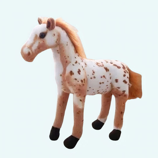 Zacht Knuffelpaard Wit en Bruin met Donkerbruine Hoefjes De Knuffel 30cm
