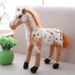 Zacht Knuffelpaard Wit en Bruin met Donkerbruine Hoefjes De Knuffel