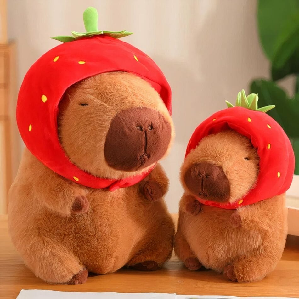 Zachte Capibara Knuffel Met Aardbeienhoed De Knuffel