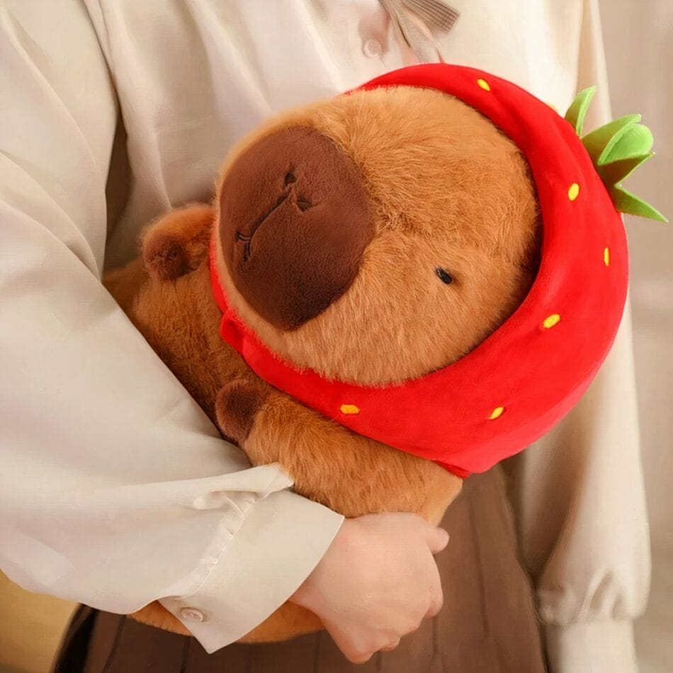 Zachte Capibara Knuffel Met Aardbeienhoed De Knuffel