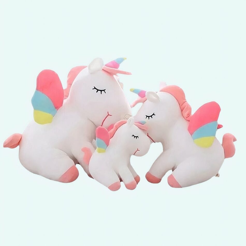 Zachte Eenhoorn Knuffel Met Blauwe Regenboog Accent De Knuffel