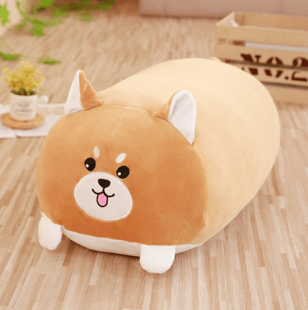 Zachte Fluwelen Knuffel Hond Kussen Shiba Vorm De Knuffel