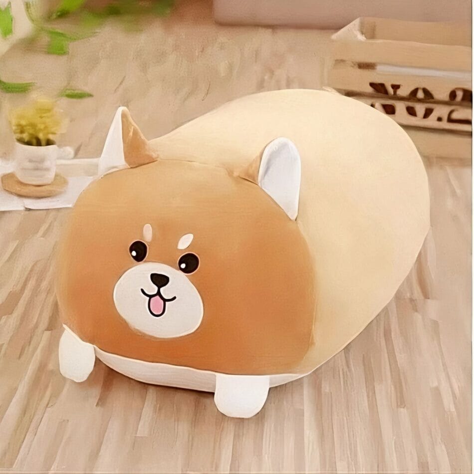 Zachte Fluwelen Knuffel Hond Kussen Shiba Vorm De Knuffel