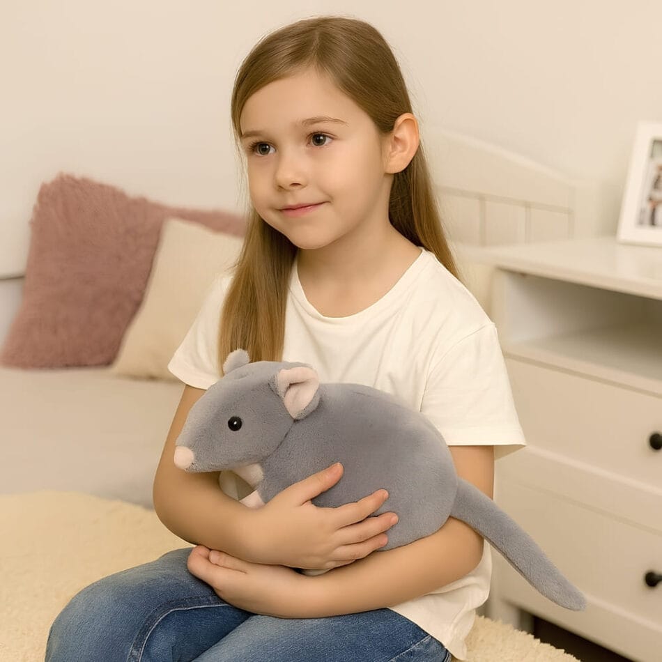 Zachte Grijze Muis Knuffel Met Lange Staart Voor Kinderen De Knuffel