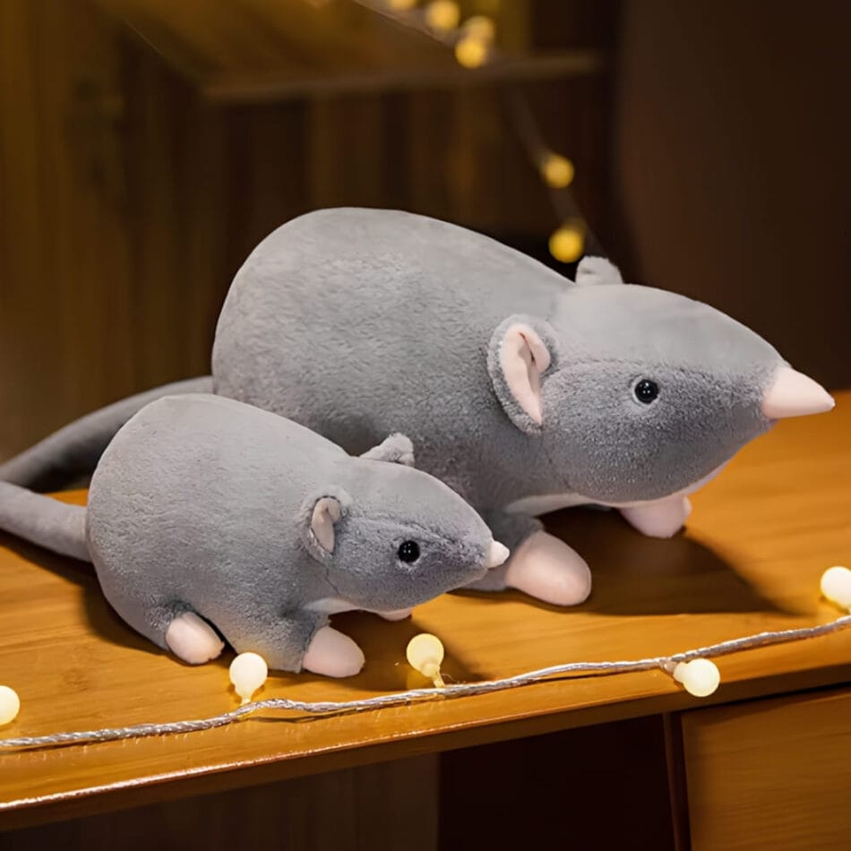 Zachte Grijze Muis Knuffel Met Lange Staart Voor Kinderen De Knuffel