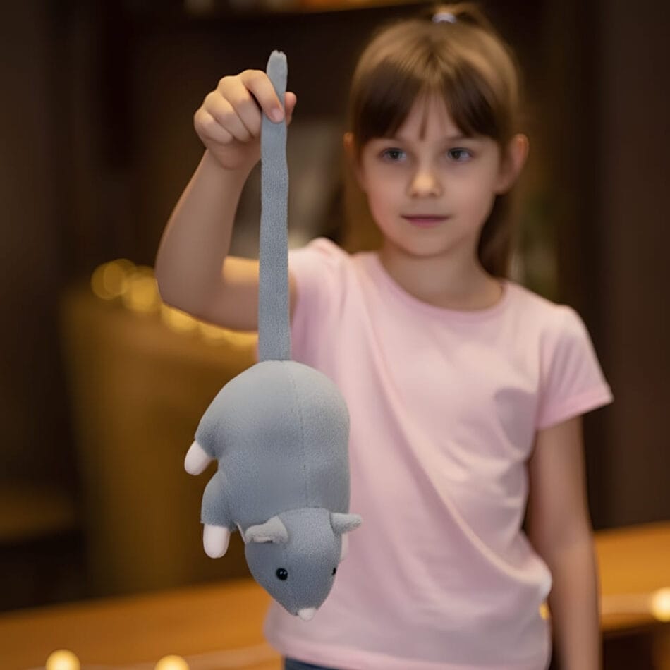 Zachte Grijze Muis Knuffel Met Lange Staart Voor Kinderen De Knuffel