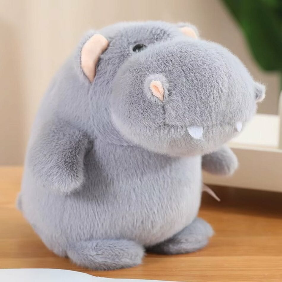 Zachte Grijze Nijlpaard Knuffel Drie Maten De Knuffel