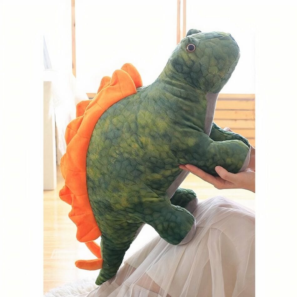 Zachte Groene Stegosaurus Knuffel met Gele Klauwen en Lange Staart De Knuffel