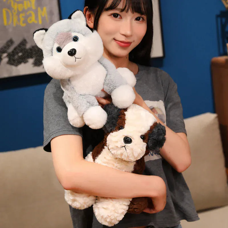 Zachte Hond Knuffel 26 cm | Husky en Teddy Hond in 4 Modellen De Knuffel