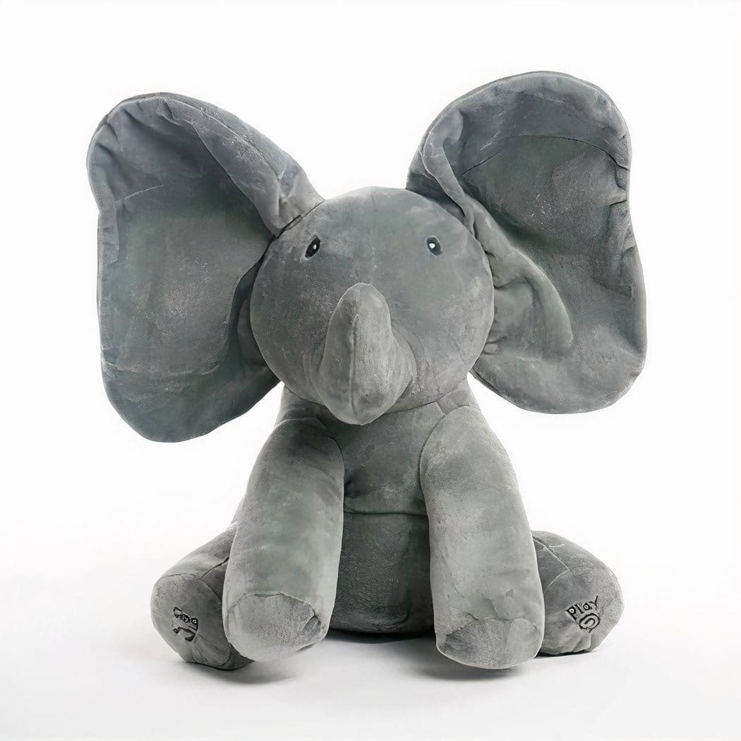 Zachte Interactieve Knuffel Grote Olifant Baby's met Geluid Coucou De Knuffel donkergrijs